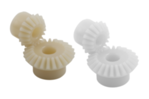 Műanyag kúpos fogaskerekek, áttétel 1:1,5, fröccsöntött, egyenes fogazású, kapcsolószög 20°